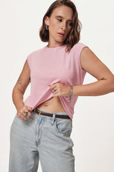 EXTENDED SLEEVE T-SHIRT - PINK STRIPE